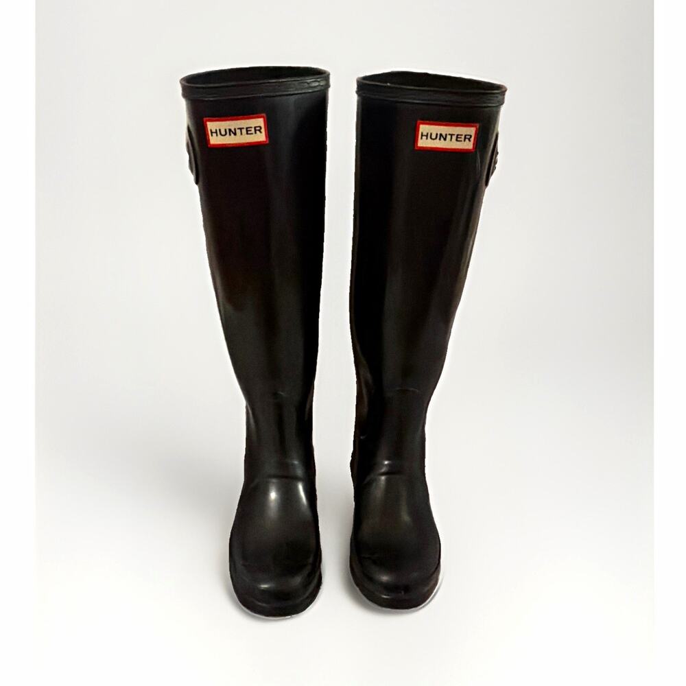 Hunter Original Tall Black Rubber Waterproof Knee High Rain Boots Womens 8
